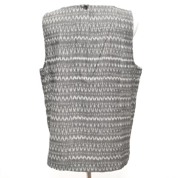 Eileen Fisher Organic Cotton Grey Ikat Printed Tank Top Size Large - Picture 3 of 10